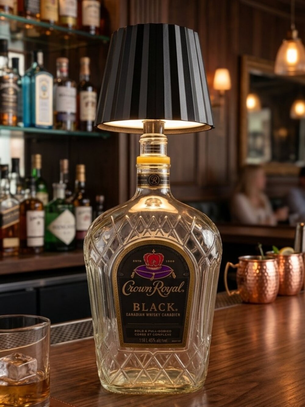 Crown Royal Black Whiskey Bottle Lamp - 1.14L